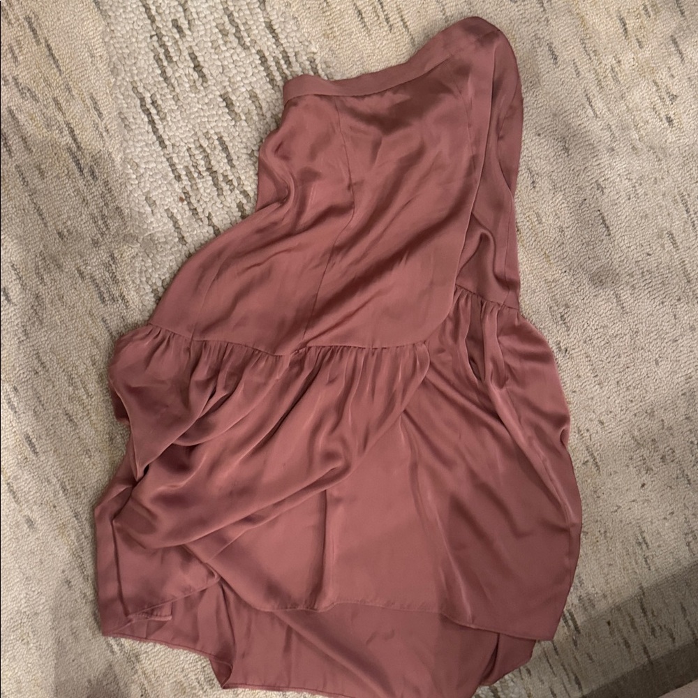 Topshop Satin Tiered Maxi Skirt Womens 2 Pink Pull On Stretch Waist Flowy